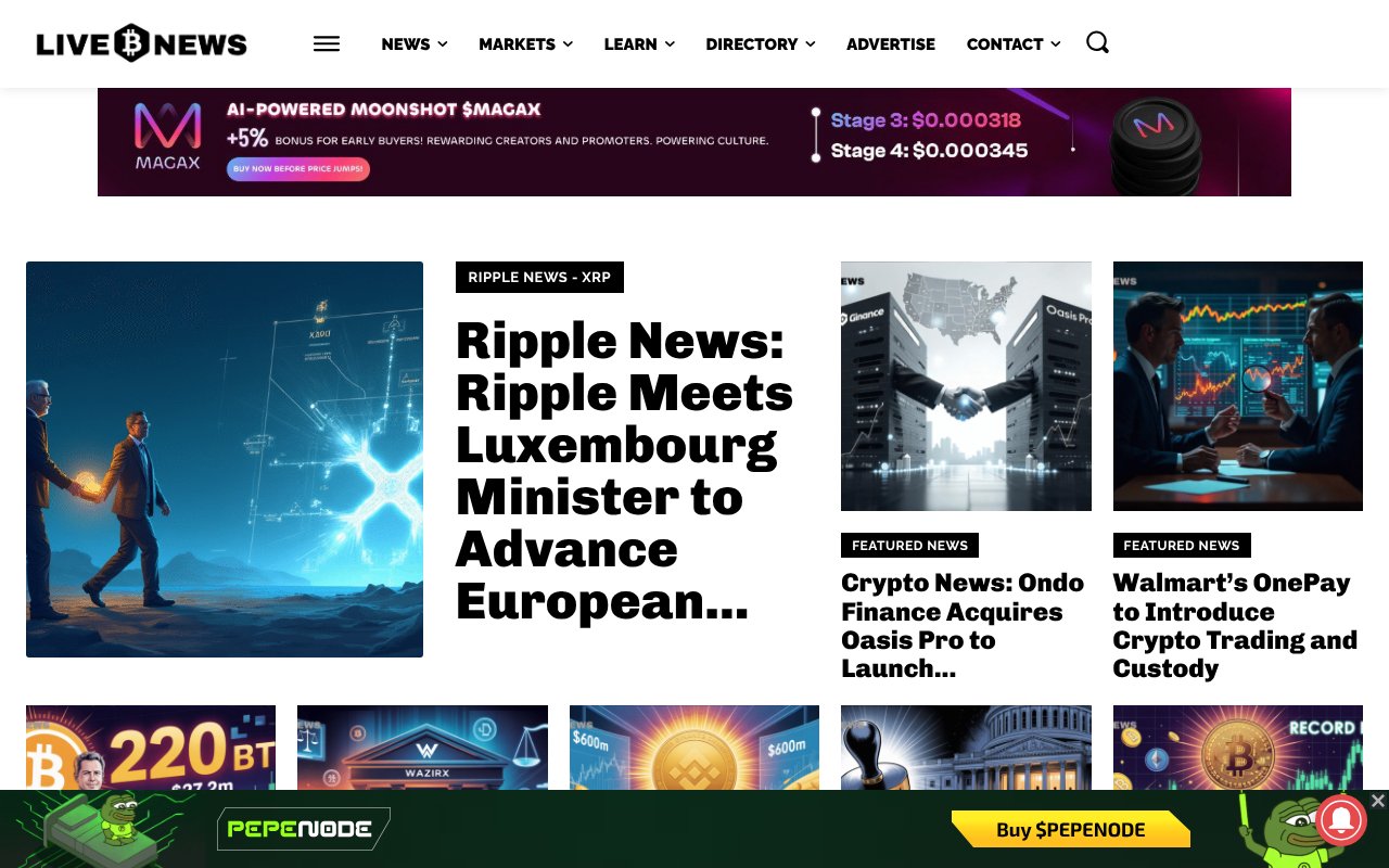 Screenshot of livebitcoinnews.com