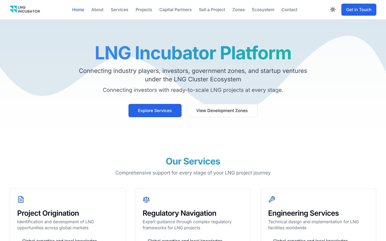 Screenshot of lngincubator.com