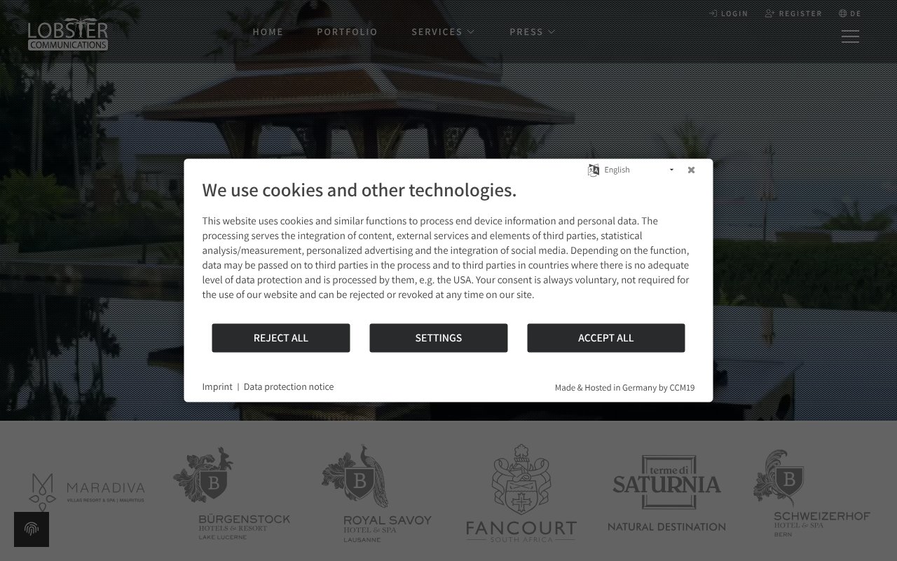 Screenshot of lobster-communications.com