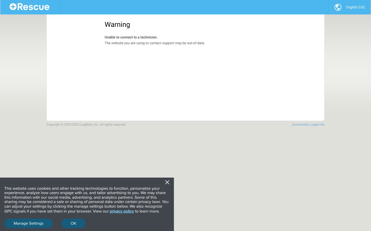 Screenshot of logmeinrescue.com