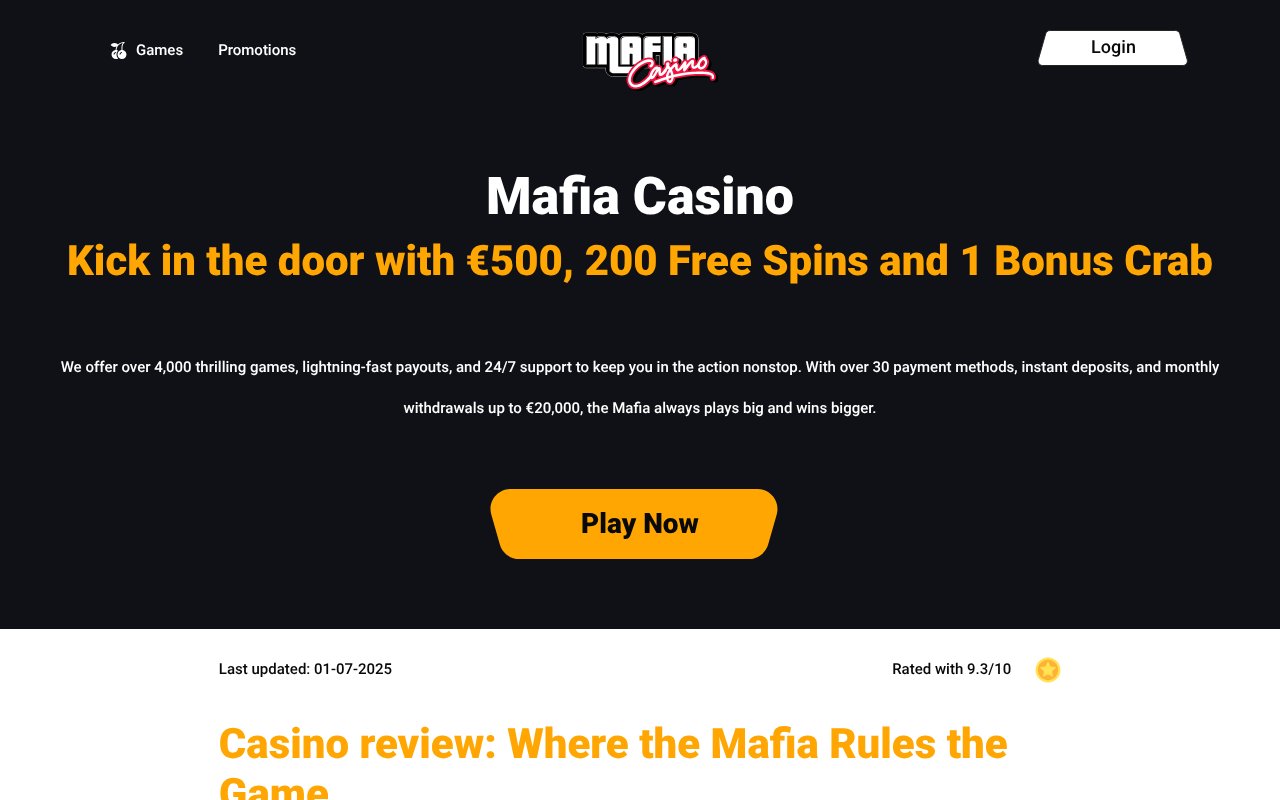 Screenshot of mafia-casino.com