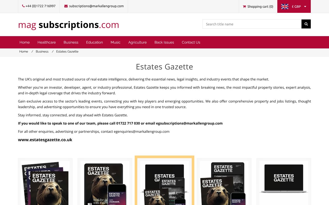 Screenshot of magsubscriptions.com