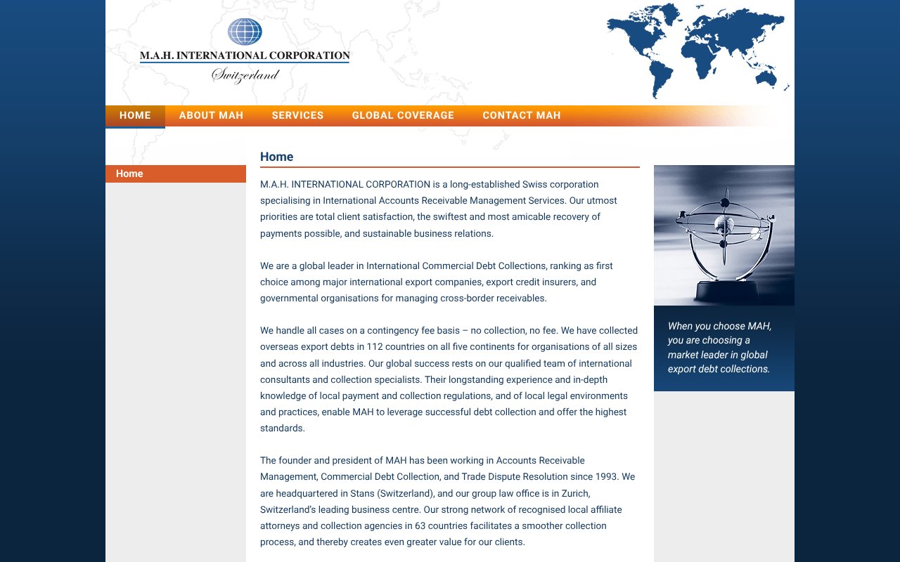 Screenshot of mah-international.com