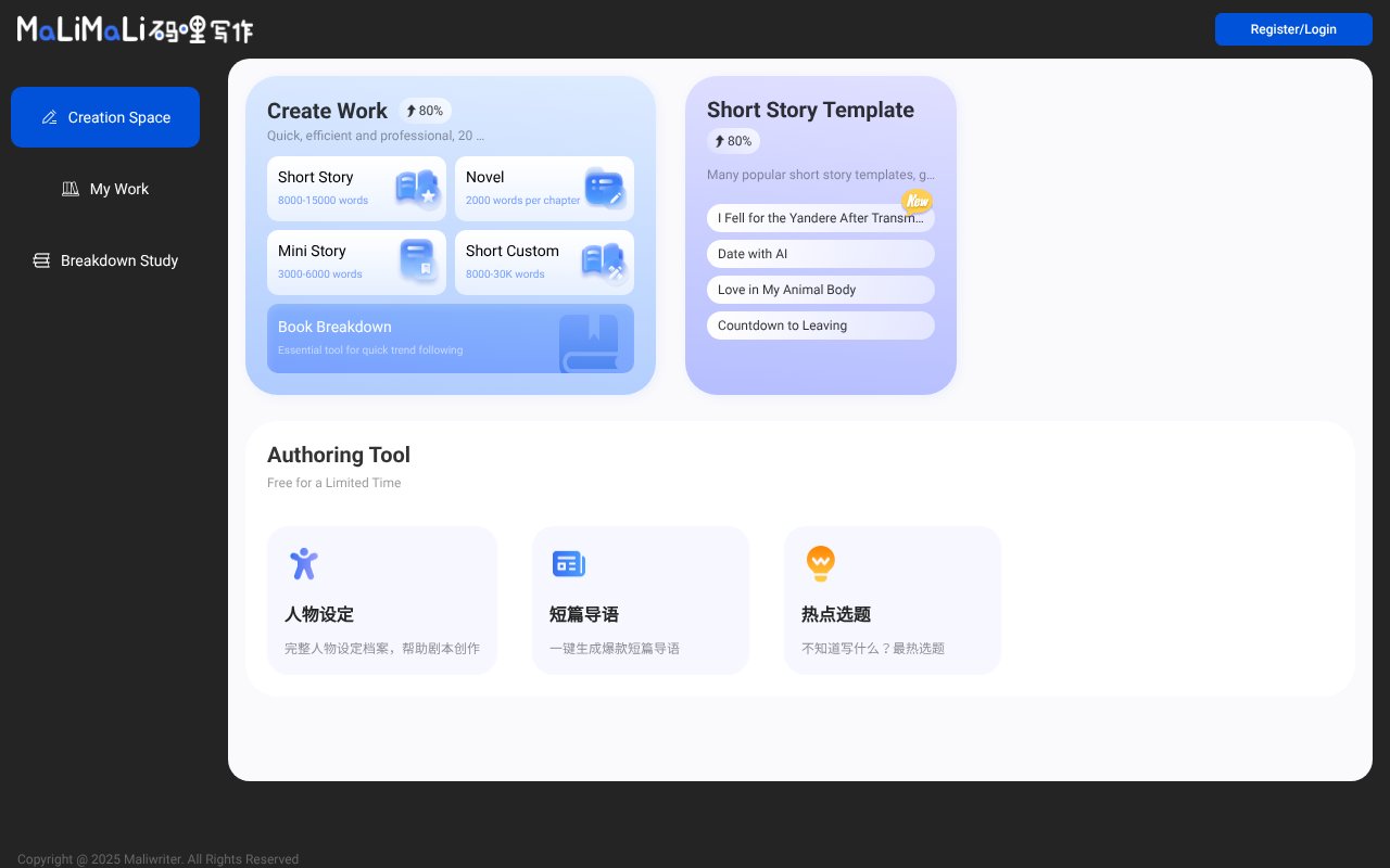 Screenshot of maliwriter.com