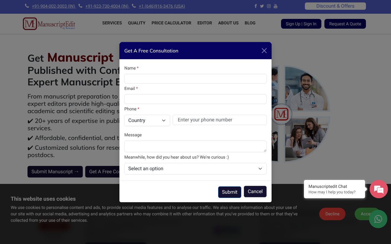 Screenshot of manuscriptedit.com