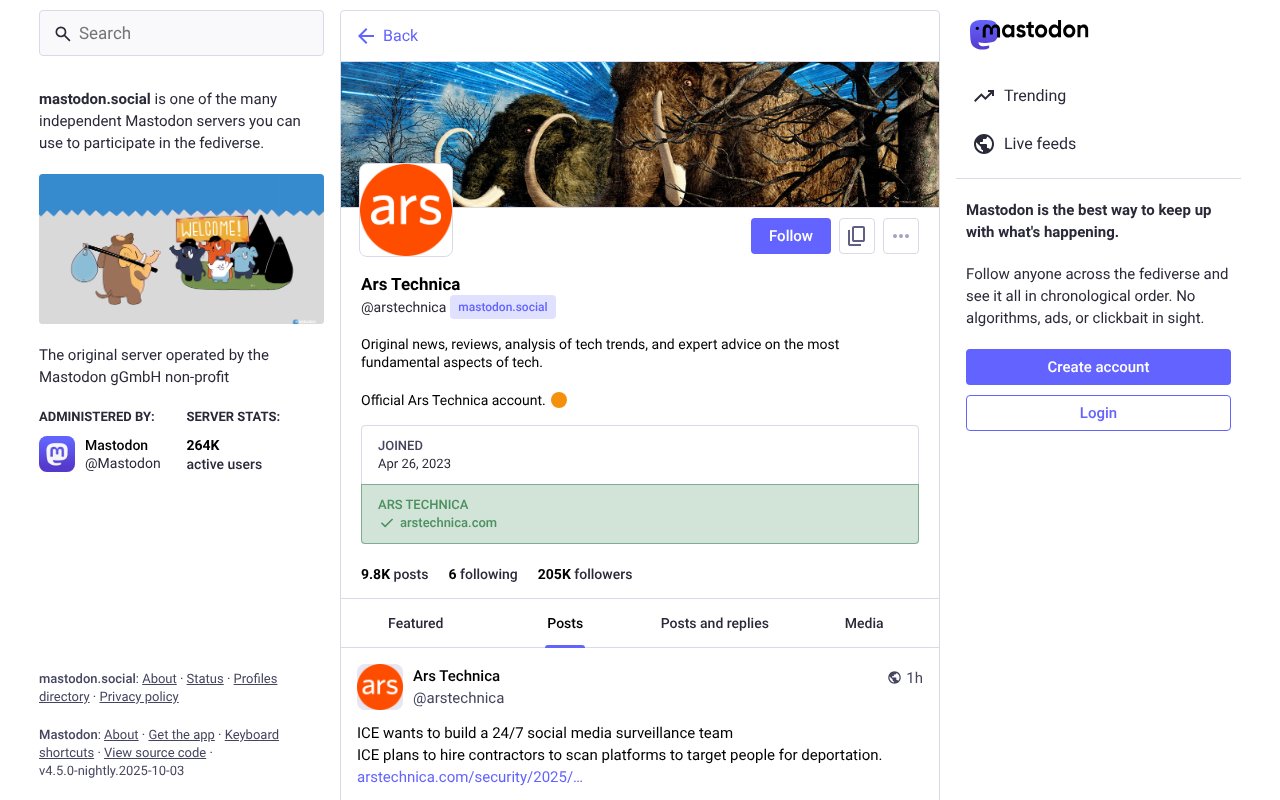 Screenshot of mastodon.social