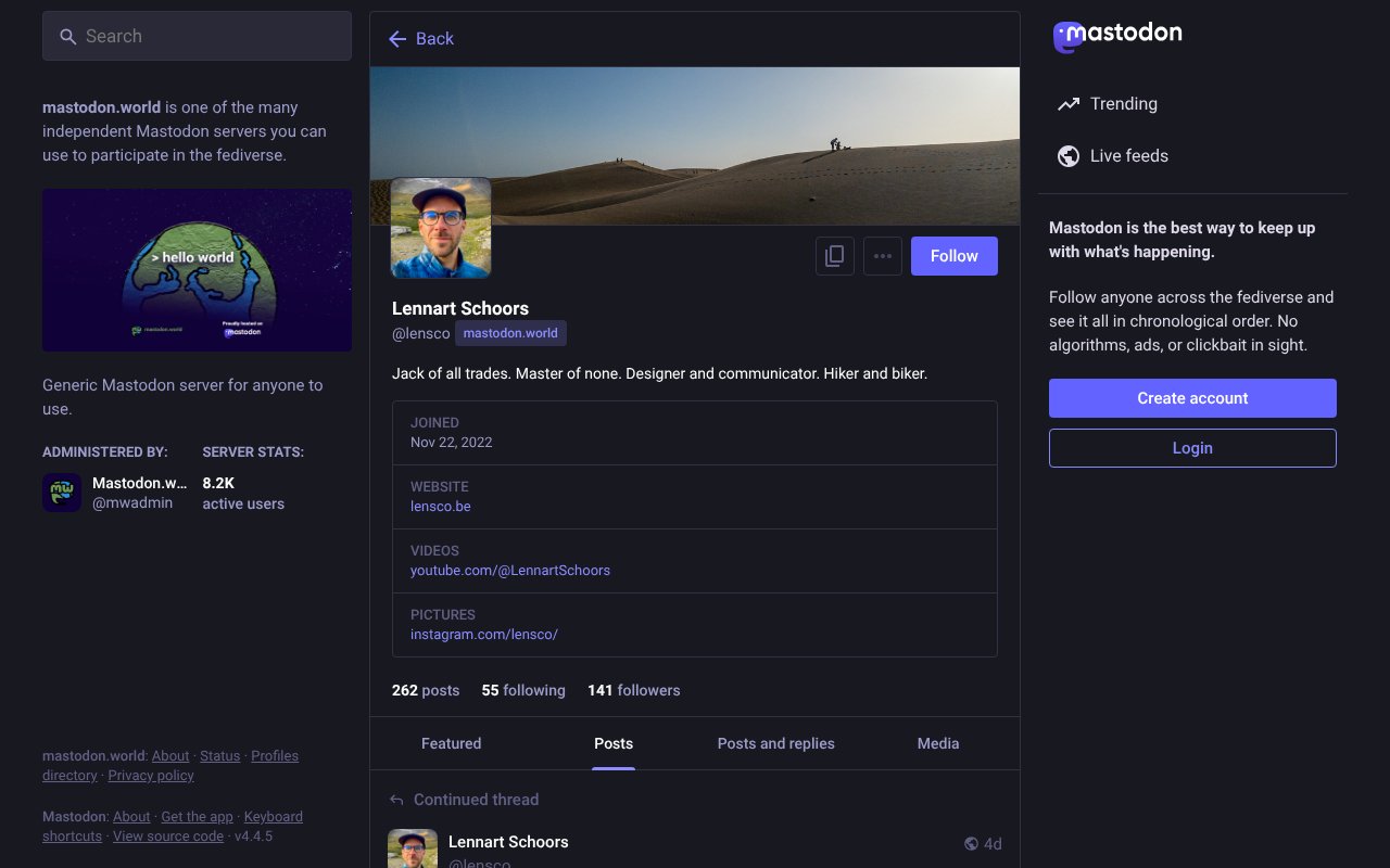 Screenshot of mastodon.world