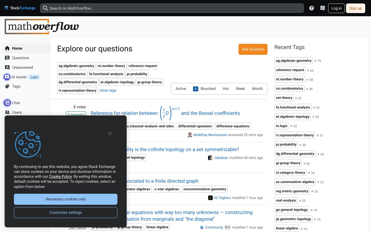 Screenshot of mathoverflow.net