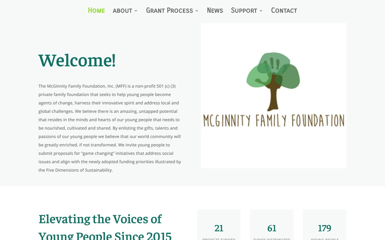 Screenshot of mcginnityfamilyfoundation.org
