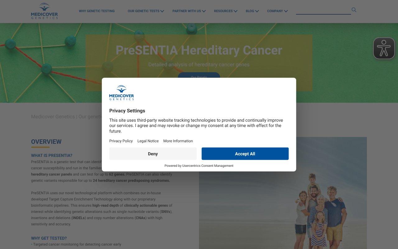 Screenshot of medicover-genetics.com
