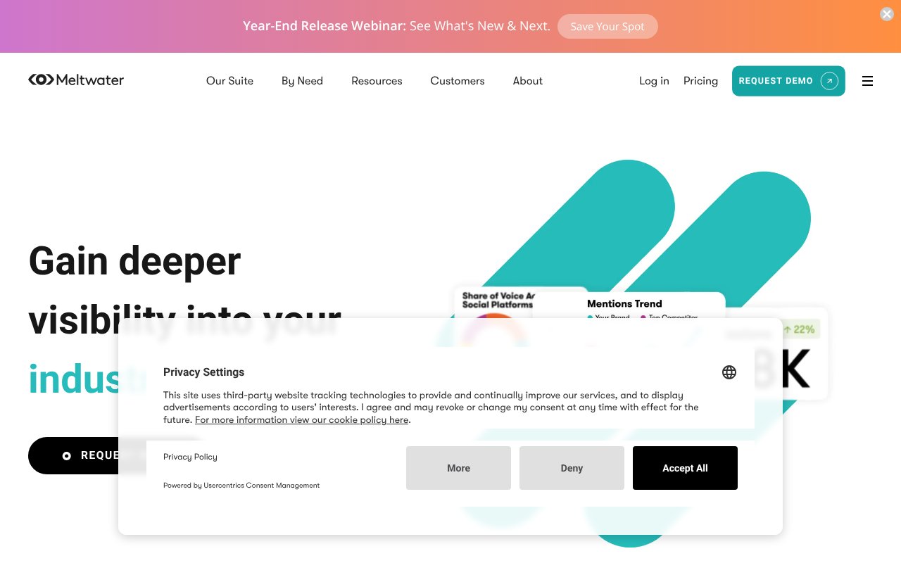 Screenshot of meltwater.com