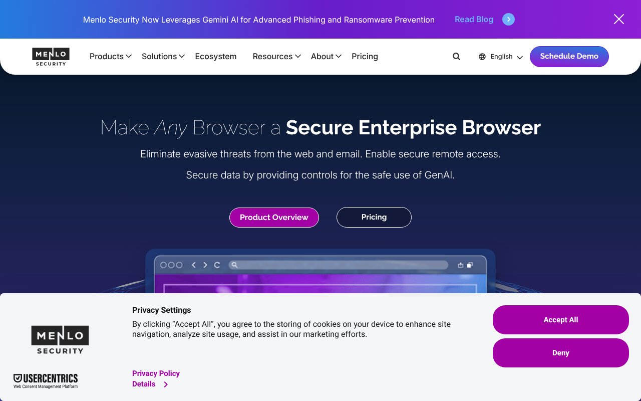 Screenshot of menlosecurity.com