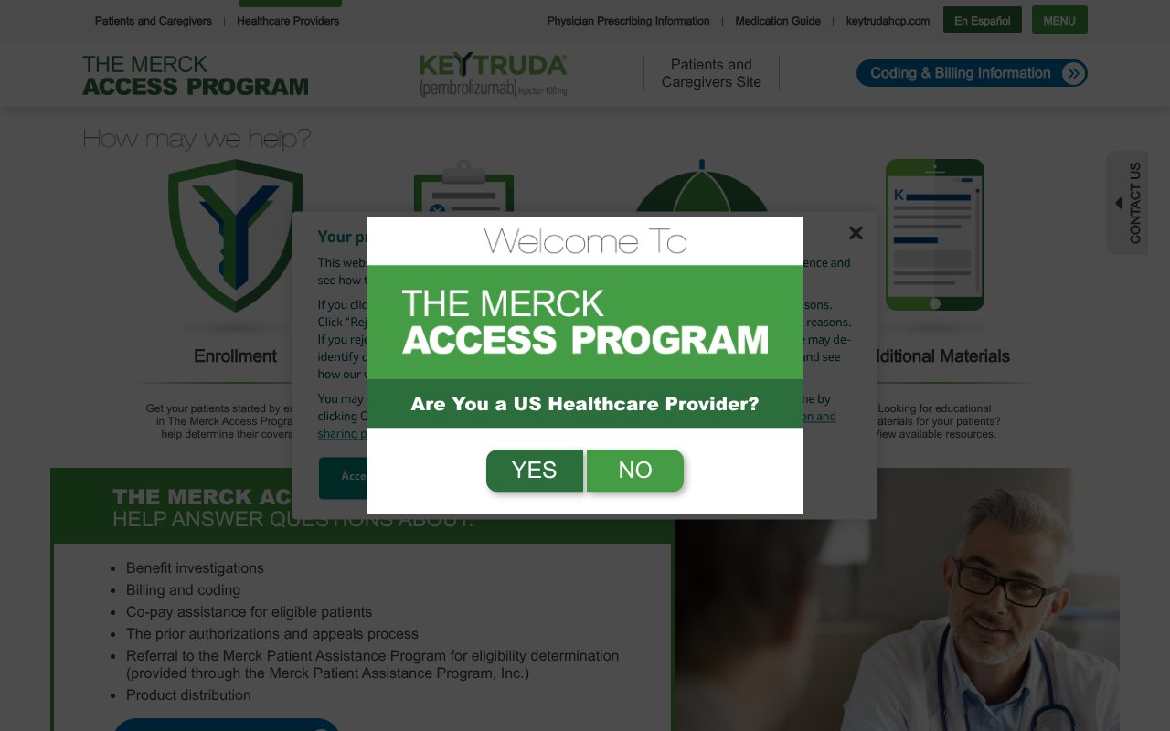 Screenshot of merckaccessprogram-keytruda.com