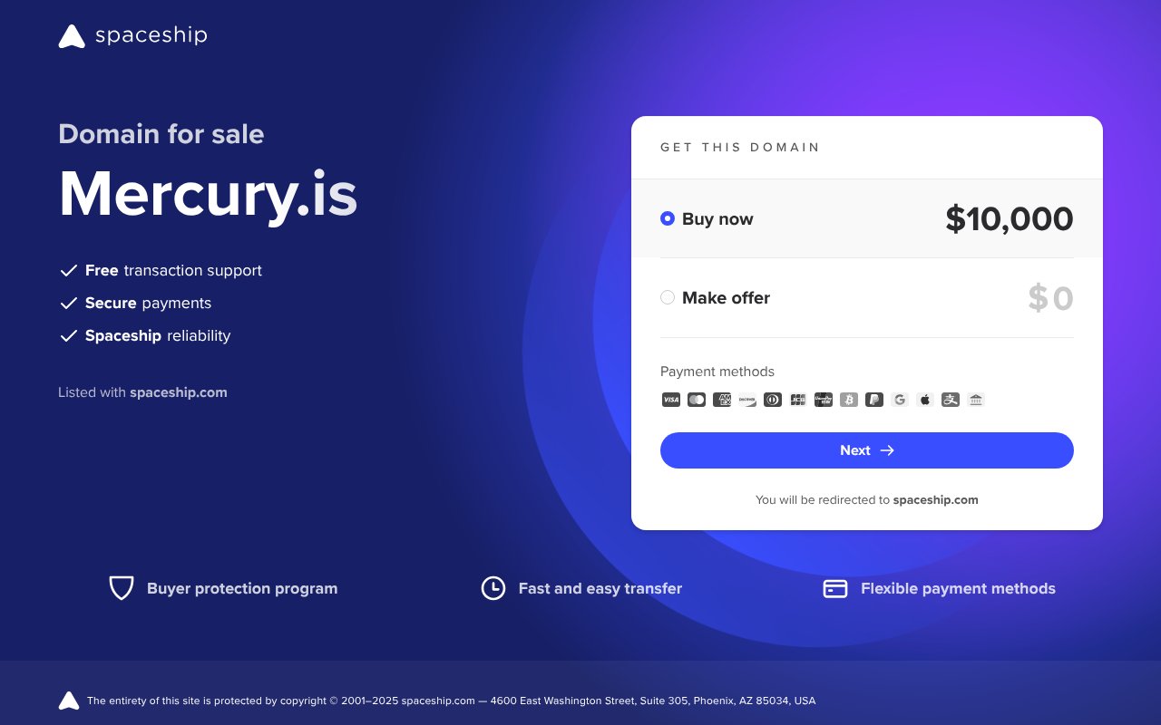 Screenshot of mercury.is