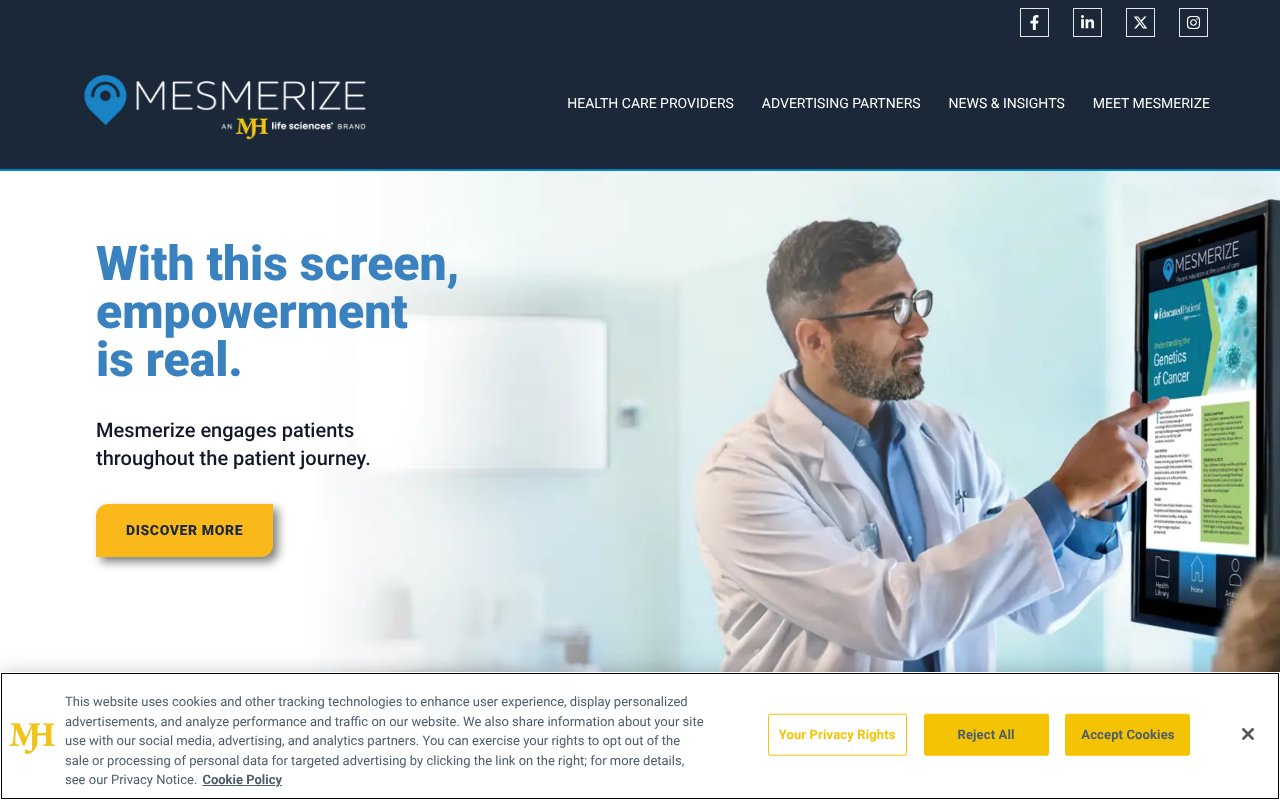 Screenshot of mesmerize.com