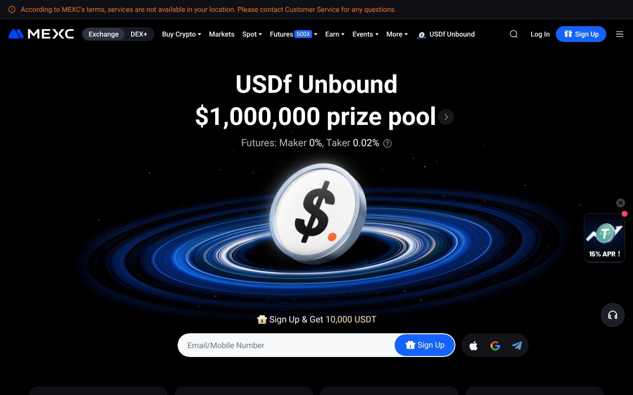 Screenshot of mexc.com