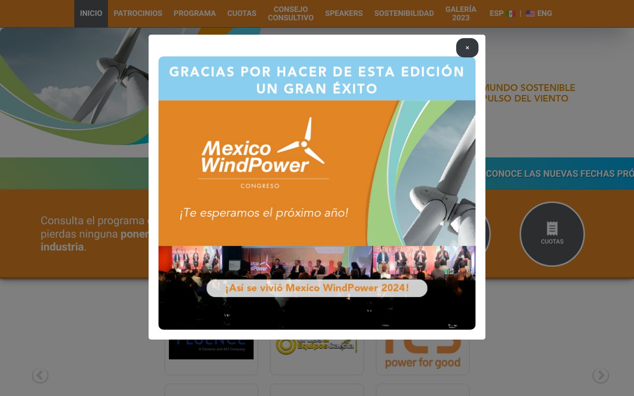 Screenshot of mexicowindpower.com.mx