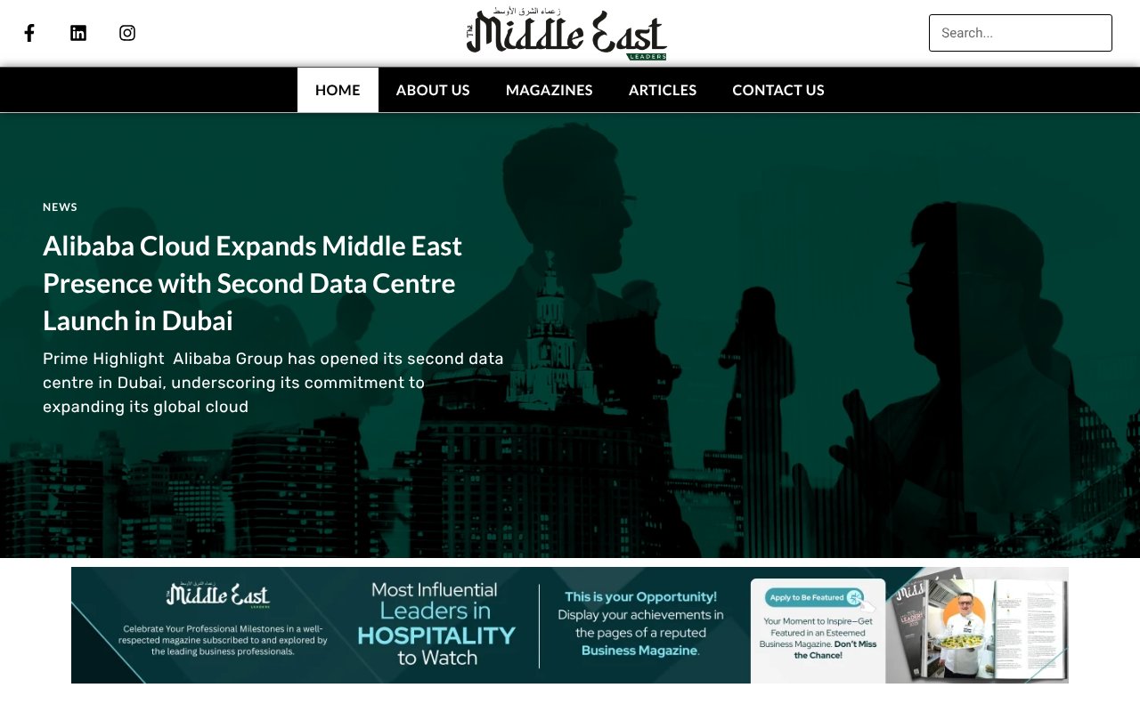 Screenshot of middleeastleadersmagazine.com