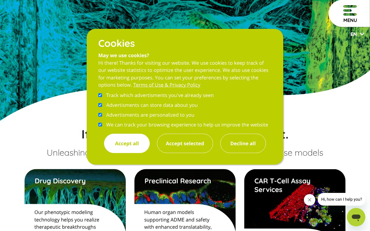 Screenshot of mimetas.com