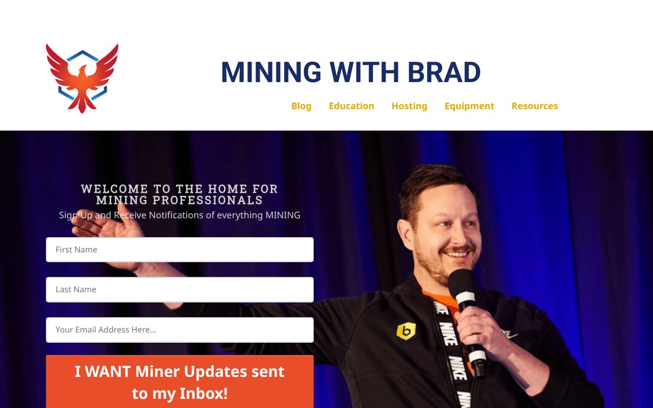 Screenshot of miningwithbrad.com