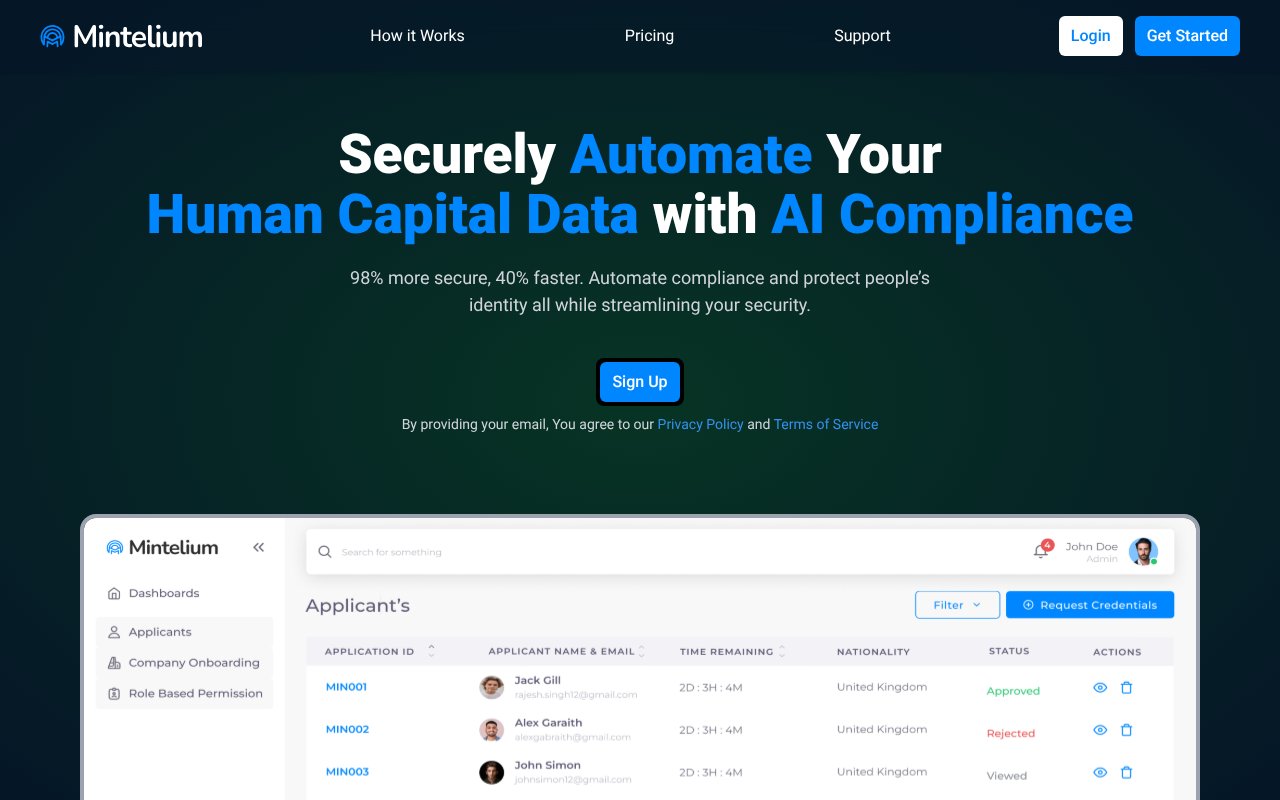 Screenshot of mintelium.com