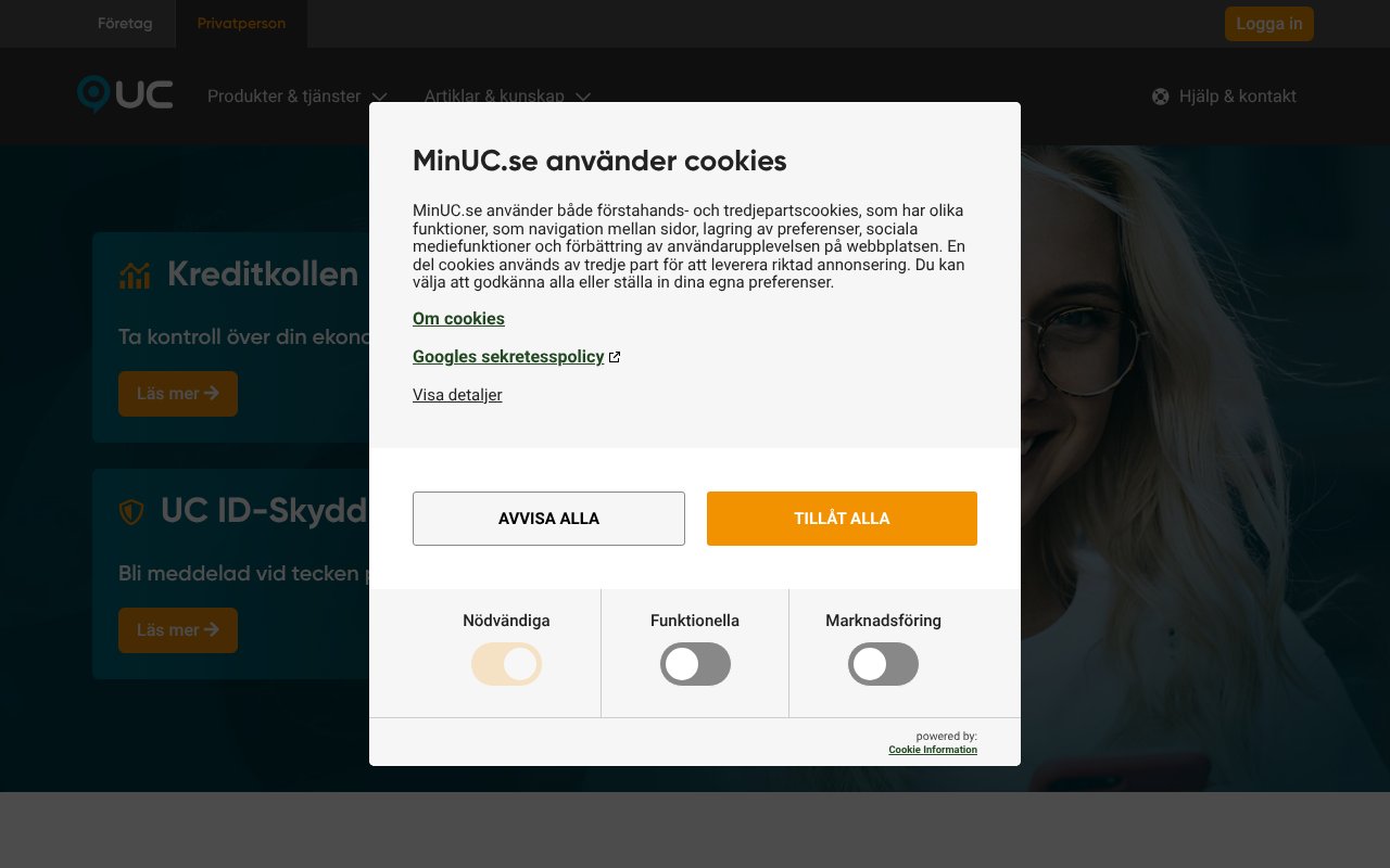 Screenshot of minuc.se