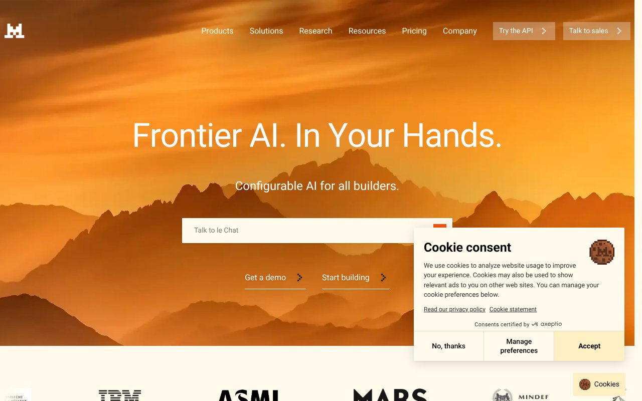 Screenshot of mistral.ai