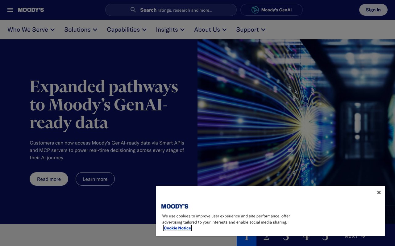 Screenshot of moodys.com