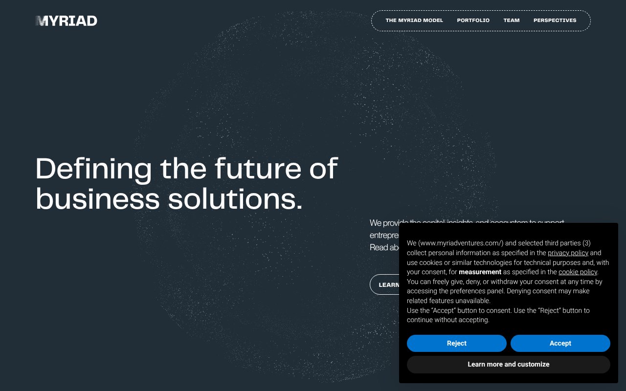 Screenshot of myriadventures.com