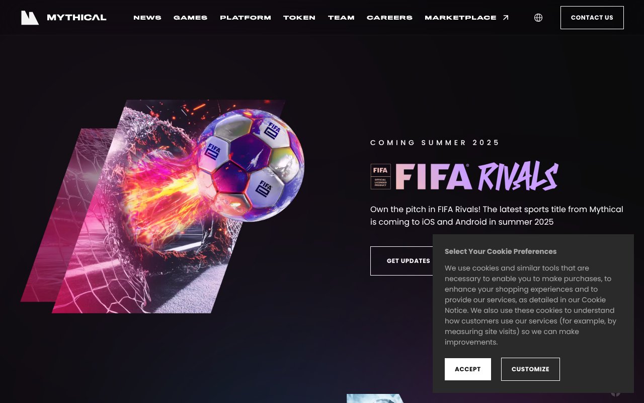 Screenshot of mythicalgames.com