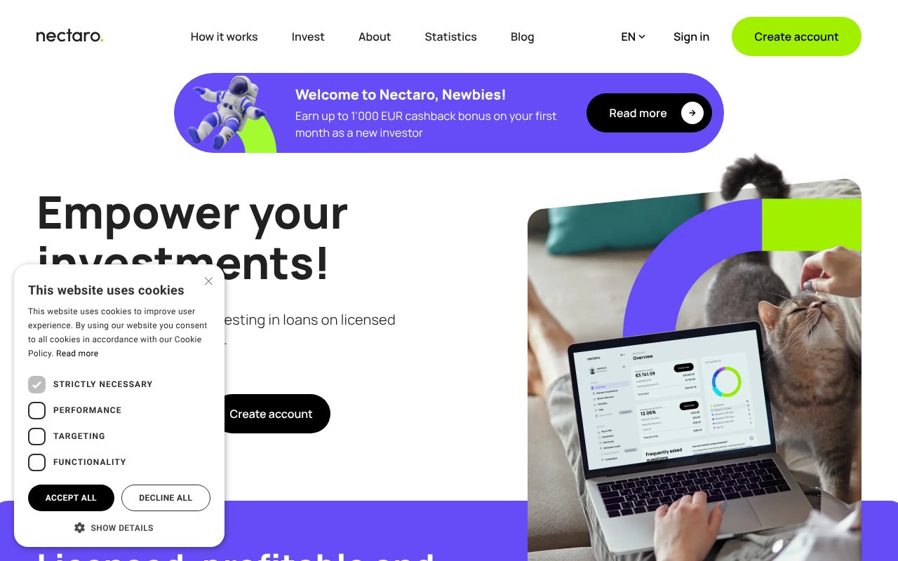 Screenshot of nectaro.eu