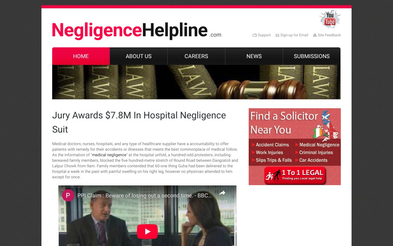 Screenshot of negligencehelpline.com
