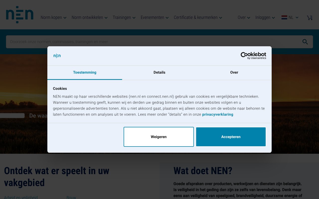 Screenshot of nen.nl