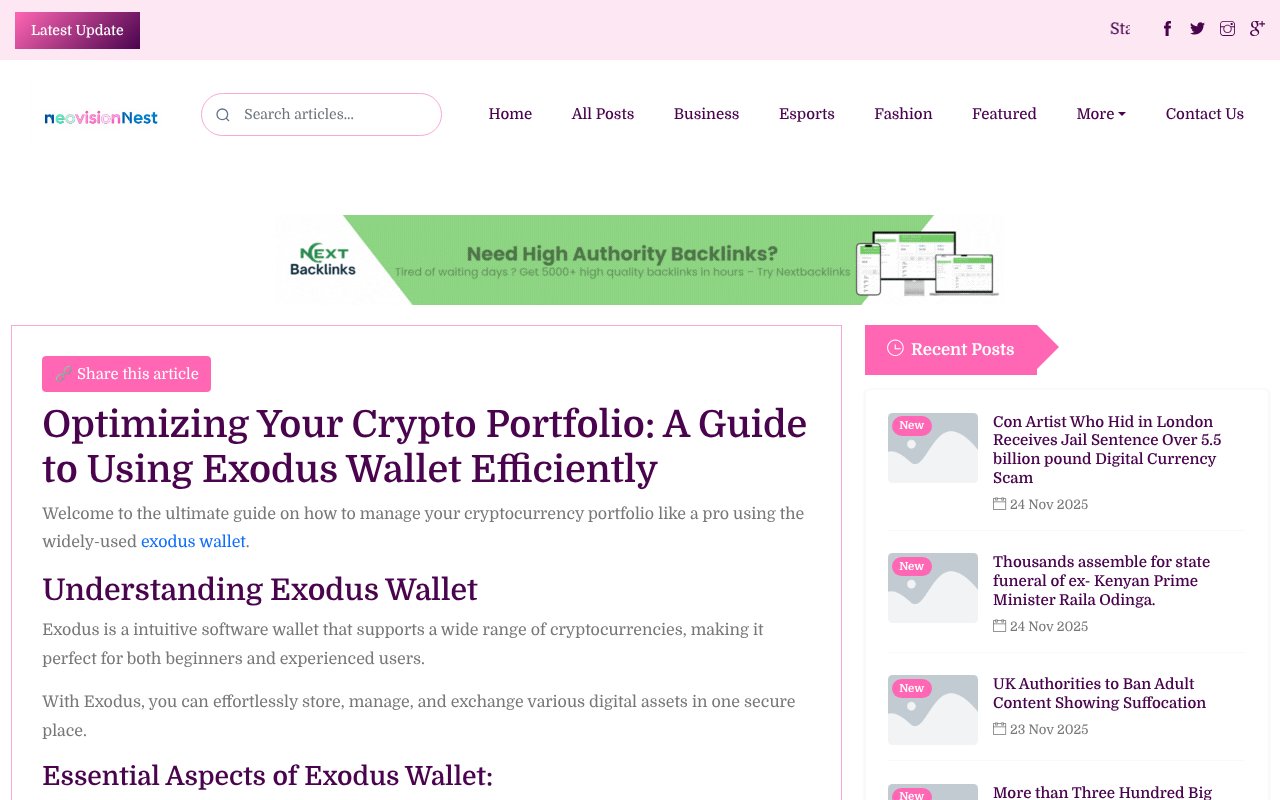 Screenshot of neovisionnest.com