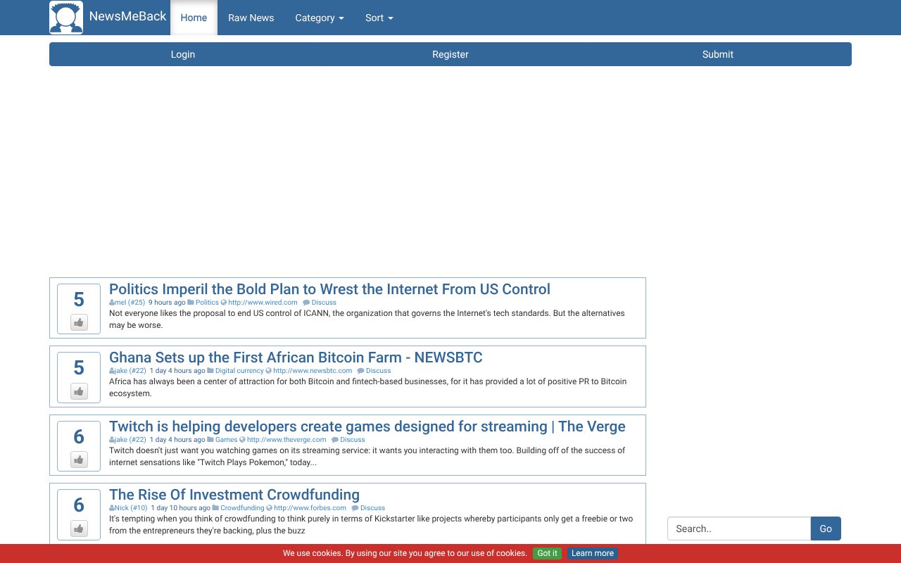 Screenshot of newsmeback.com