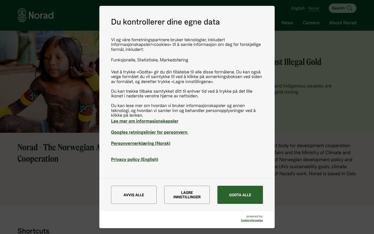 Screenshot of norad.no