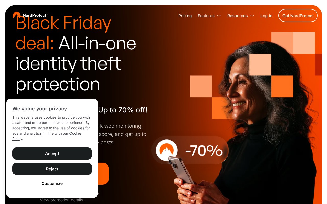 Screenshot of nordprotect.com