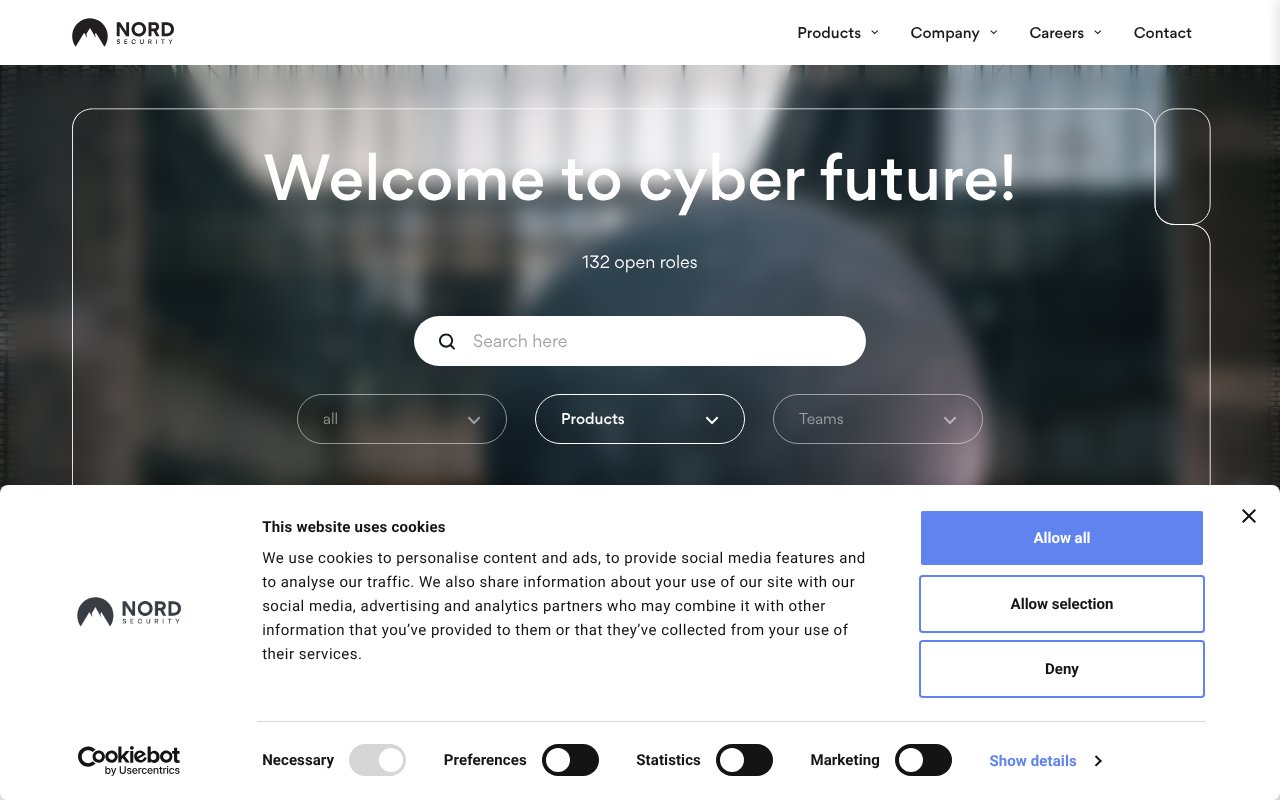 Screenshot of nordsecurity.com