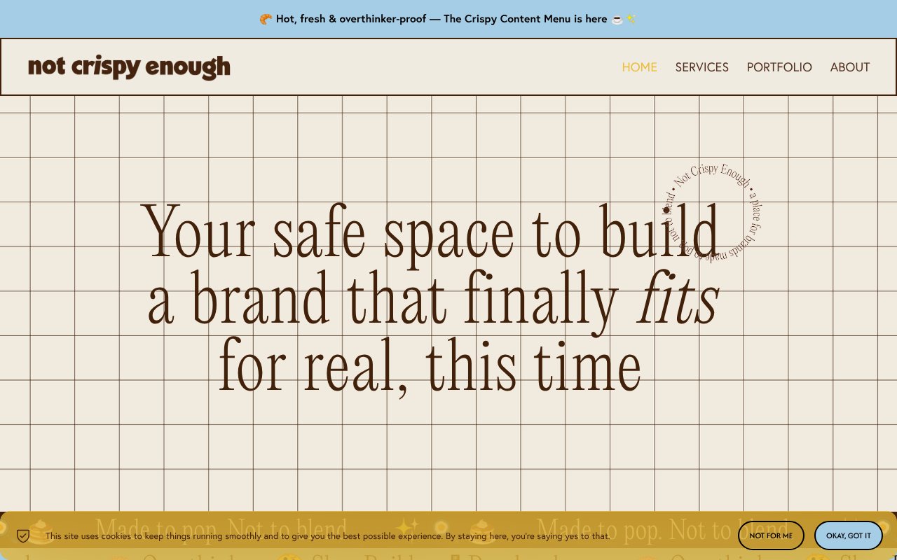 Screenshot of notcrispyenough.com