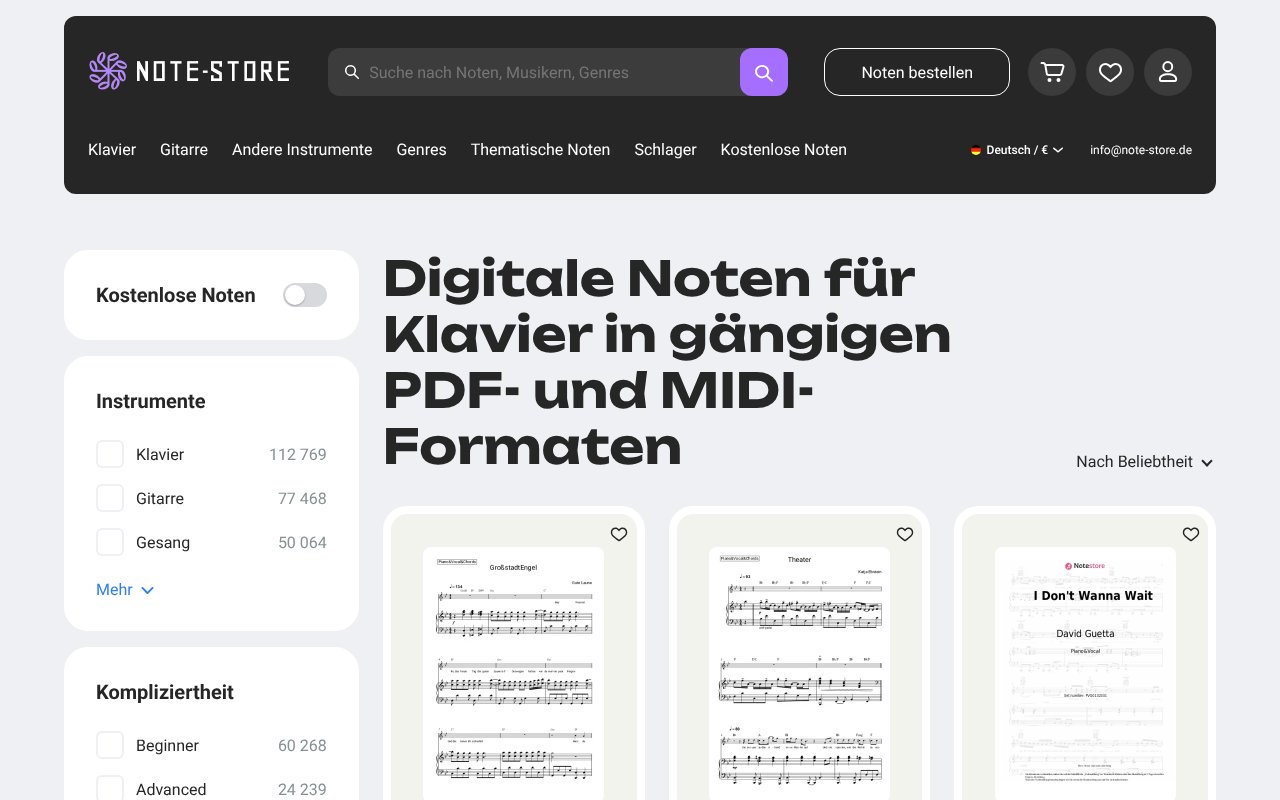 Screenshot of note-store.de