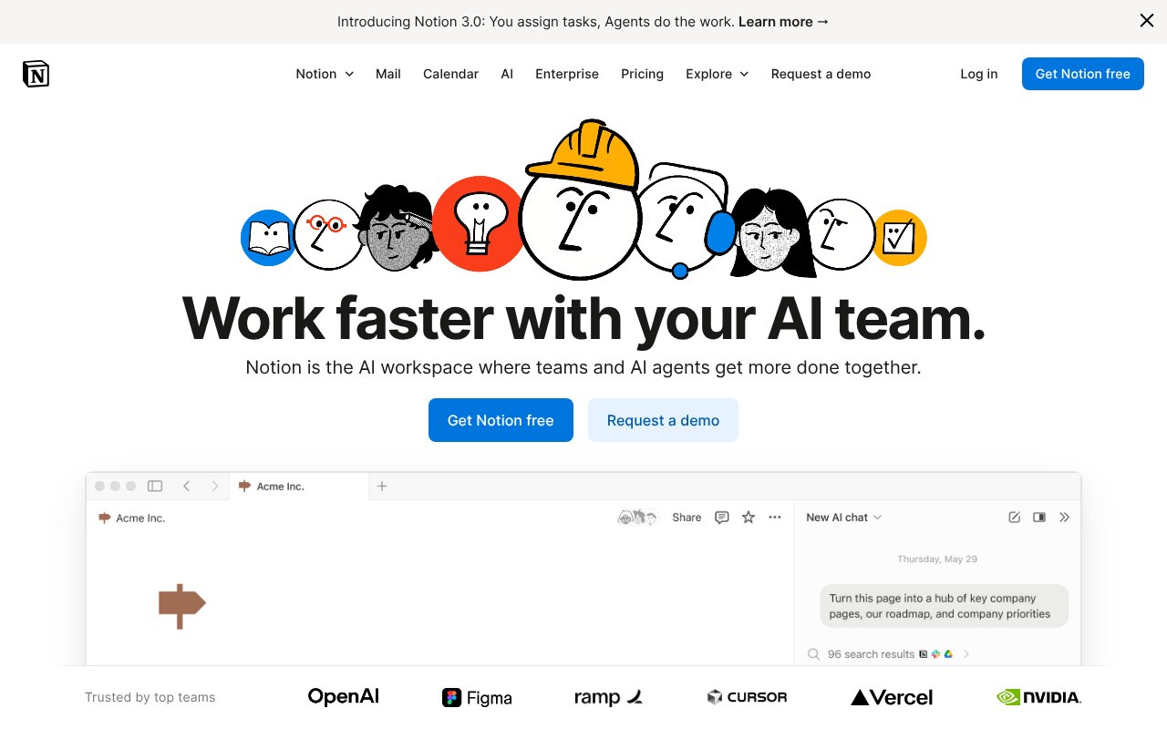 Screenshot of notion.so