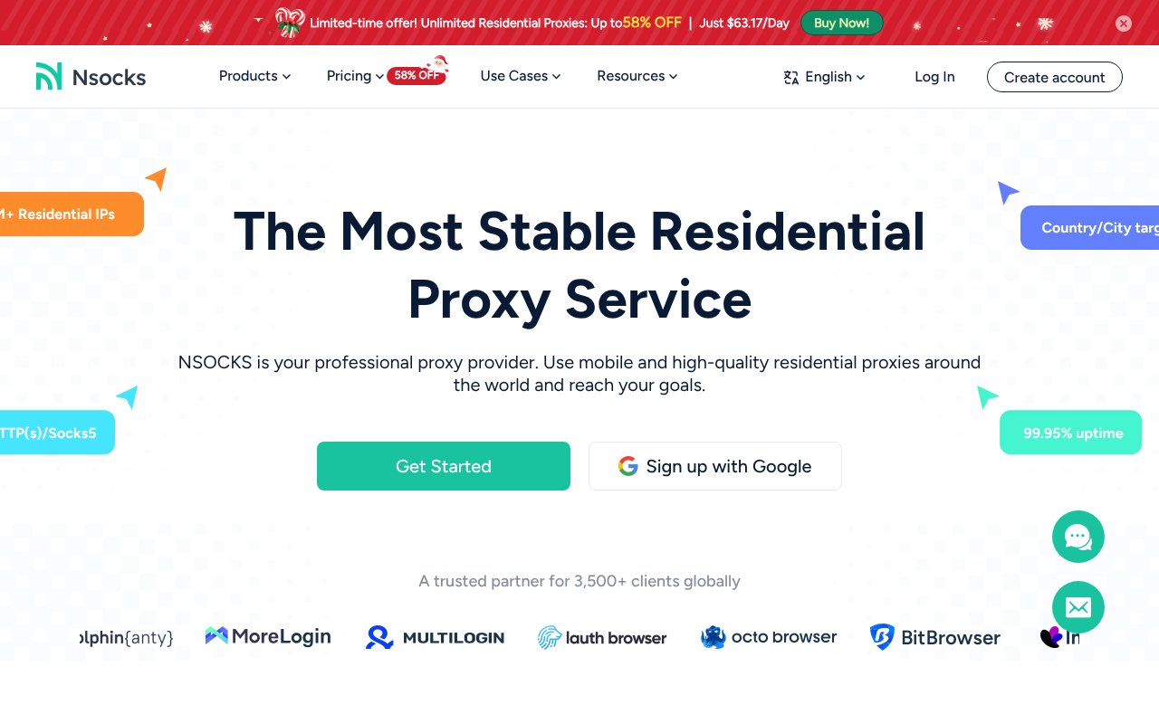 Screenshot of nsocks.com