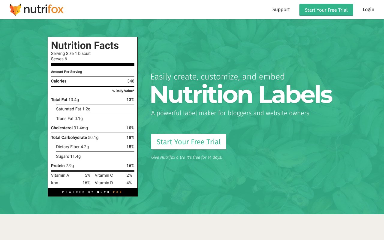 Screenshot of nutrifox.com