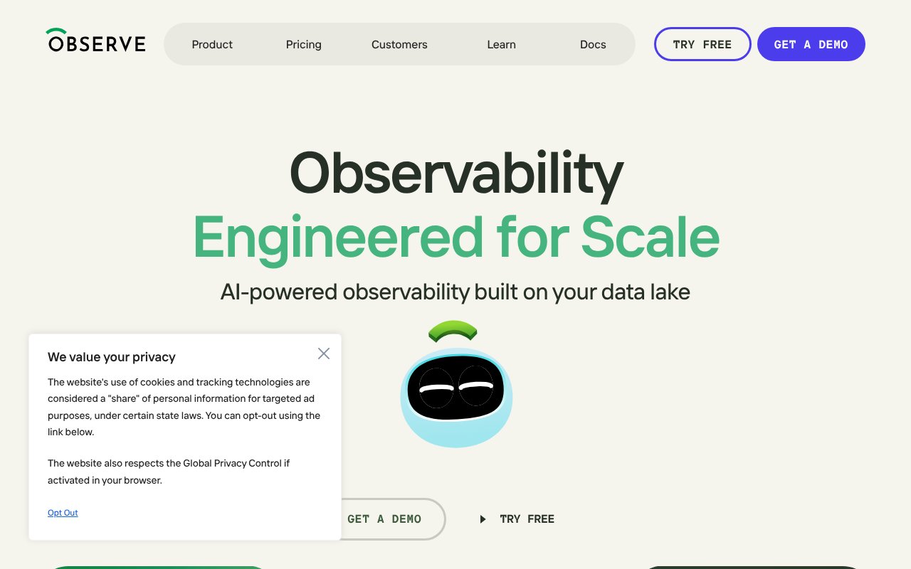 Screenshot of observeinc.com