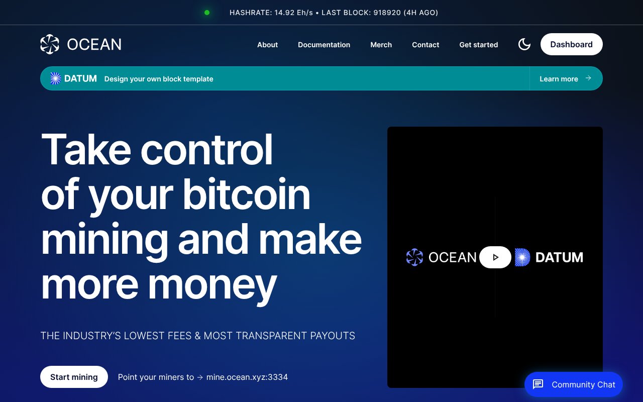 Screenshot of ocean.xyz