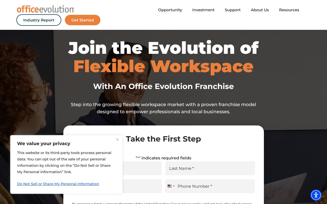 Screenshot of officeevolutionfranchise.com