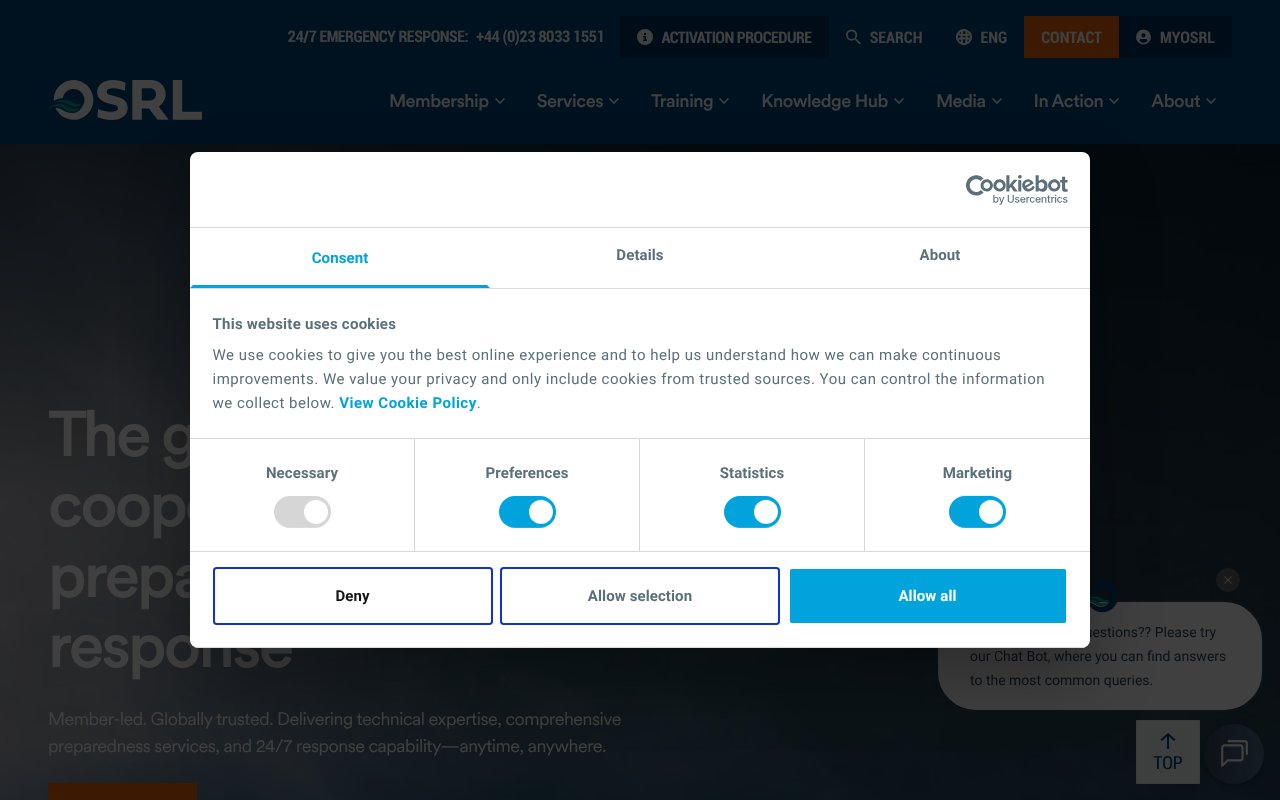 Screenshot of oilspillresponse.com