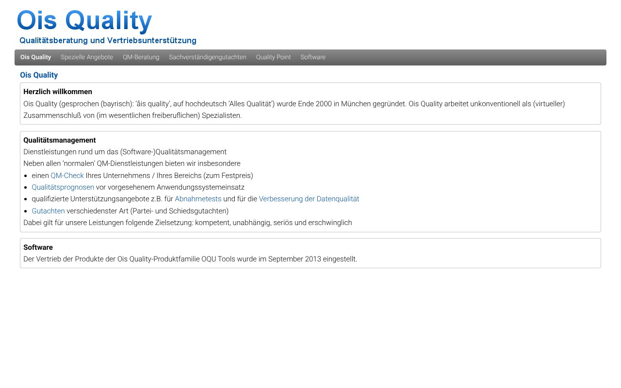 Screenshot of ois-quality.de