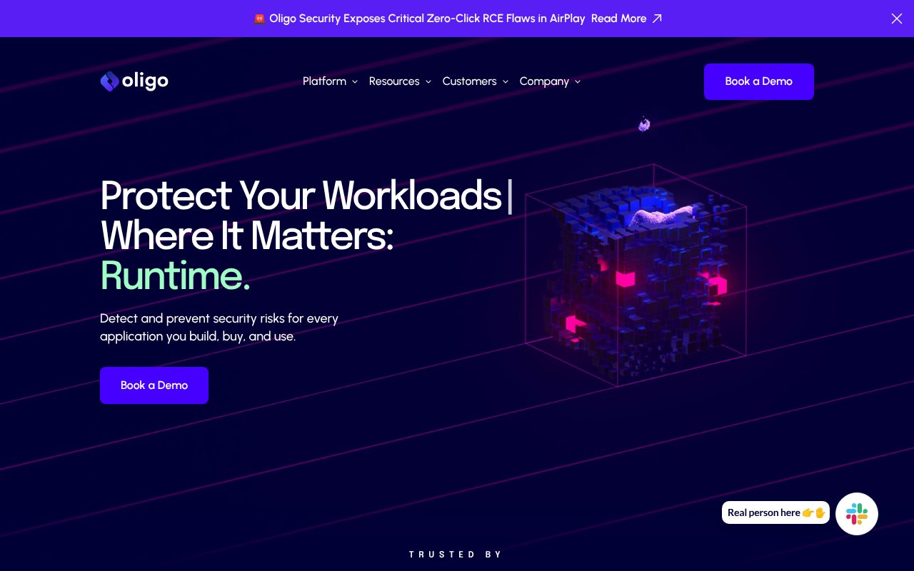 Screenshot of oligo.security
