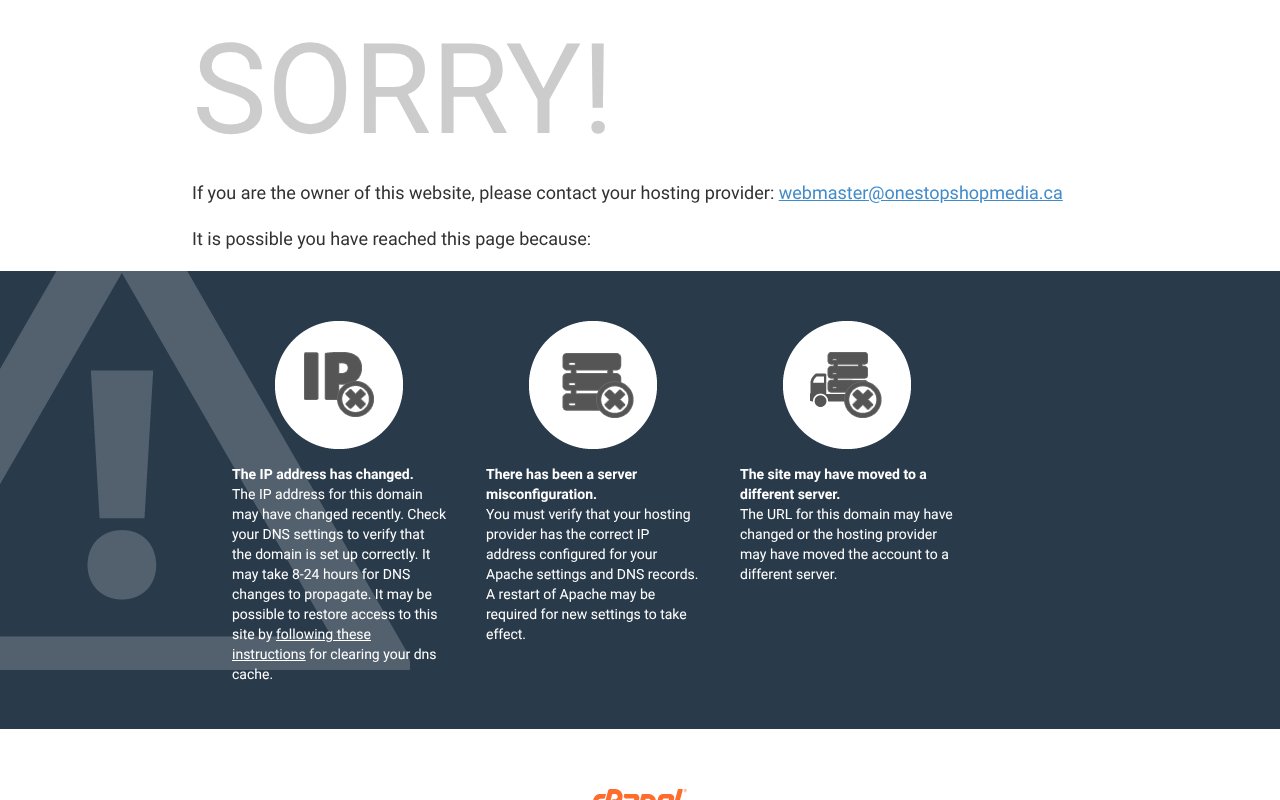 Screenshot of onestopshopmedia.ca